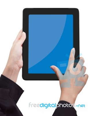 Woman Holding Touchpad PC Stock Image