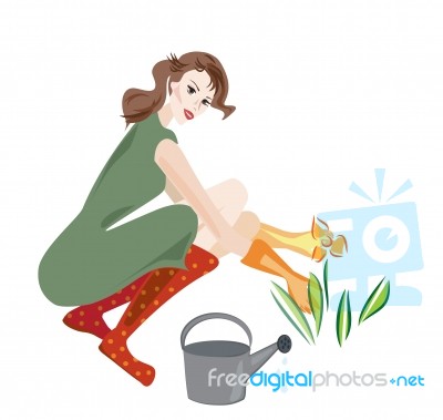 Woman In A Garden Stock Image