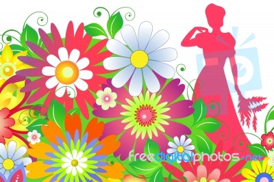 Woman In Flowers Colorata Stock Image