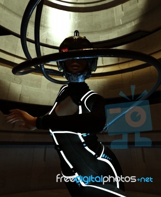 Woman In Futuristic Outfit,fantasy Scifi 3d Illustration Stock Image