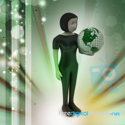 Woman Is Holding World Globe Stock Image