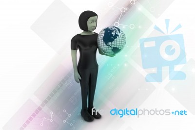 Woman Is Holding World Globe Stock Image