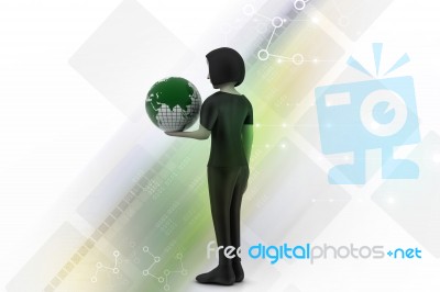 Woman Is Holding World Globe Stock Image