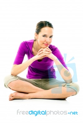 Woman Is Sitting Stock Photo