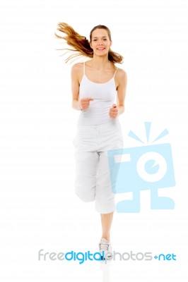 Woman Jogging Stock Photo