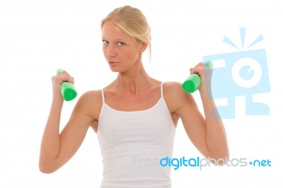 Woman Lifting Weights Stock Photo