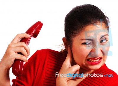 Woman Listening To Complaint Stock Photo