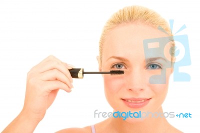 Woman Make Up Eyelashes Stock Photo