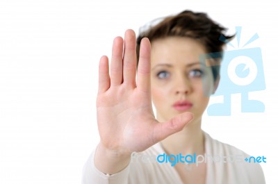 Woman Making Stop Gesture Stock Photo