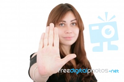 Woman Making Stop Gesture Stock Photo