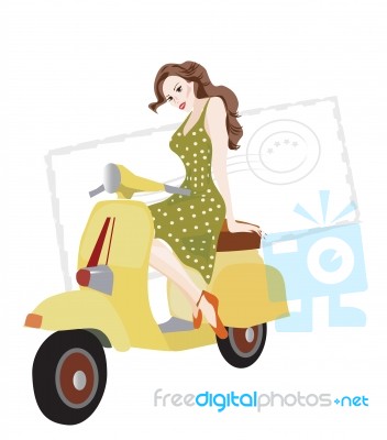 Woman On A Scooter Stock Image