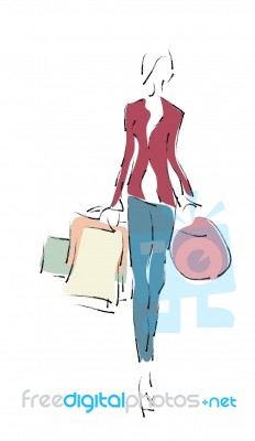 Woman On Shopping Stock Image