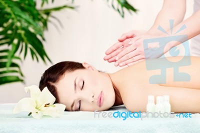 Woman On Shoulder Massage Stock Photo