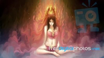 Woman Painting Phoenix Stock Image