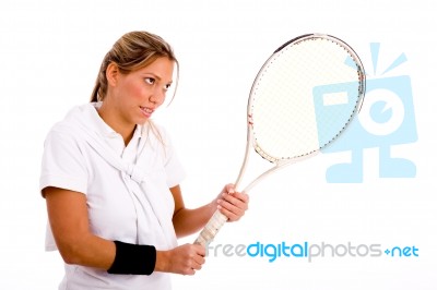 Woman Playing Tennis Stock Photo