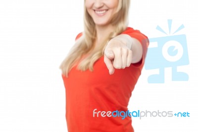 Woman Pointing You Out, Cropped Image Stock Photo