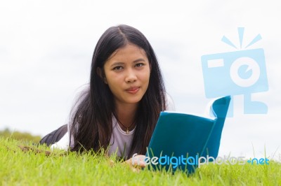 Woman Reading A Book Stock Photo