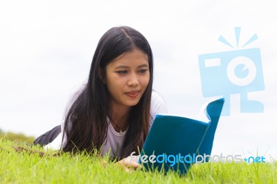 Woman Reading A Book Stock Photo