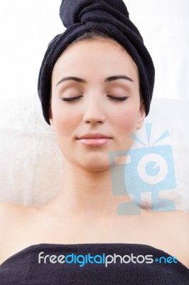 Woman Relaxing At Beauty Spa Stock Photo