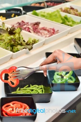 Woman s Hand Eat Salad Stock Photo