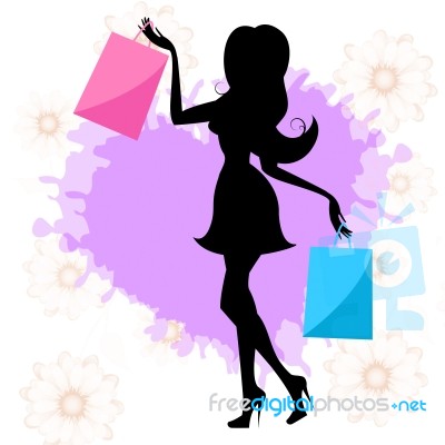 Woman Shopping Means Retail Sales And Adult Stock Image