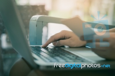 Woman Shopping Online At Home Stock Photo