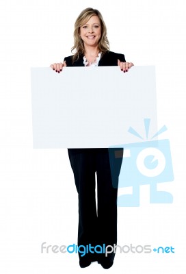 Woman Showing Blank Placard Stock Photo