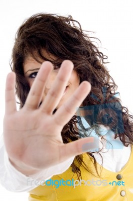 Woman Showing Stop Gesture Stock Photo