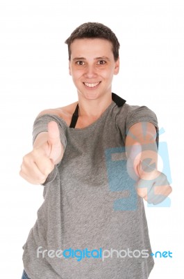 Woman Showing Thumbs Up Stock Photo