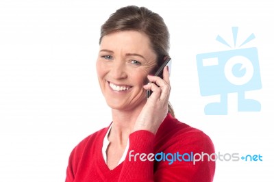 Woman Speaking Over Cellphone Stock Photo