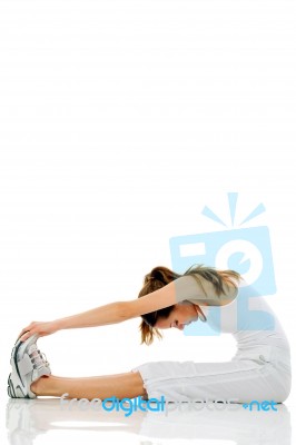 Woman Stretches Stock Photo