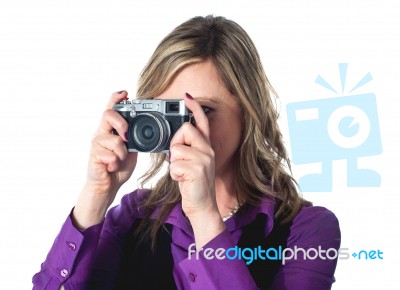 Woman Taking Photo Stock Photo