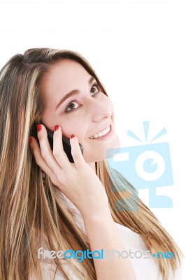 Woman Talking On Cell Phone  Stock Photo