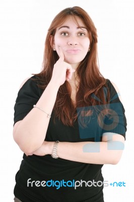 Woman Thinking About Problem Stock Photo