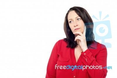 Woman Thinking Something Stock Photo