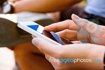 Woman Using A Smart Phone Stock Photo