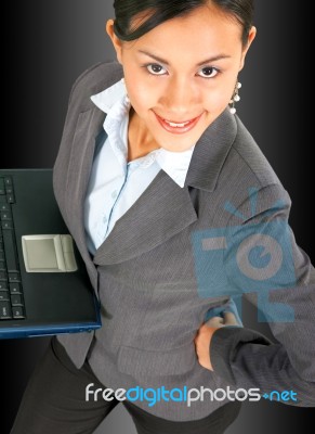 Woman Using Computer Stock Photo