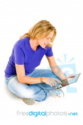 Woman Using Digital Tablet Stock Photo