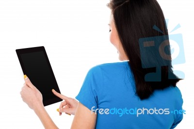 Woman Using Digital Tablet Computer Stock Photo