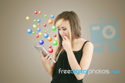 Woman Using Ipad Stock Photo