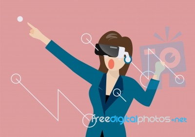 Woman Using Virtual Reality Headset Stock Image