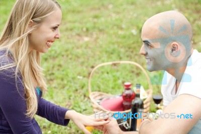 Woman Very Happy For The Gift Presented By Her Husband Stock Photo