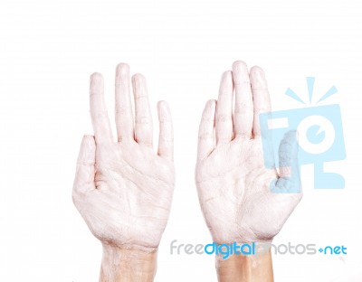 Woman Washes Her Hands. Pictured Female Hands In Soapsuds. Isola… Stock Photo