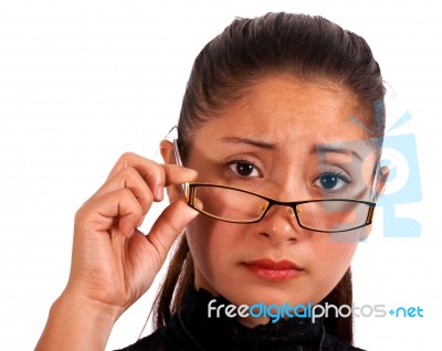 Woman Wearing Eyeglasses Stock Photo