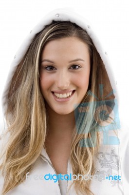 Woman Wearing Fashion Jacket Stock Photo