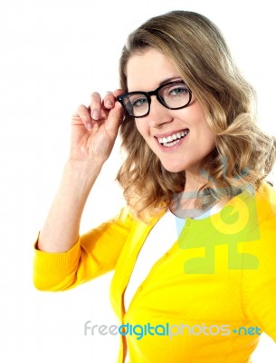 Woman Wearing Glasses Stock Photo