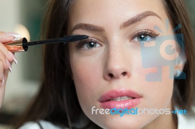 Woman Wearing Make Up Stock Photo