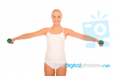 Woman Weight Lift Stock Photo