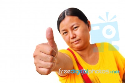 Woman Wishing You Good Luck Stock Photo