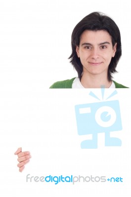 Woman With A Banner Stock Photo